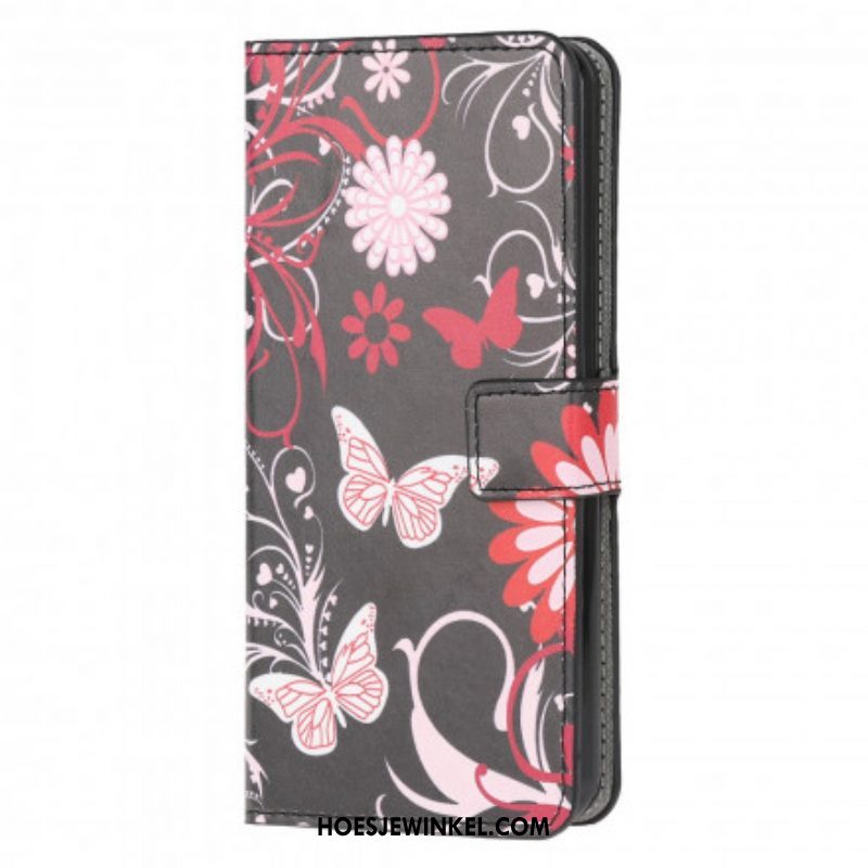 Folio-hoesje voor Moto G50 Vlinders En Bloemen