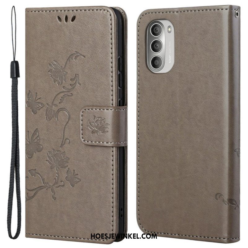 Folio-hoesje voor Moto G51 5G Aziatische Vlinders En Bloemen