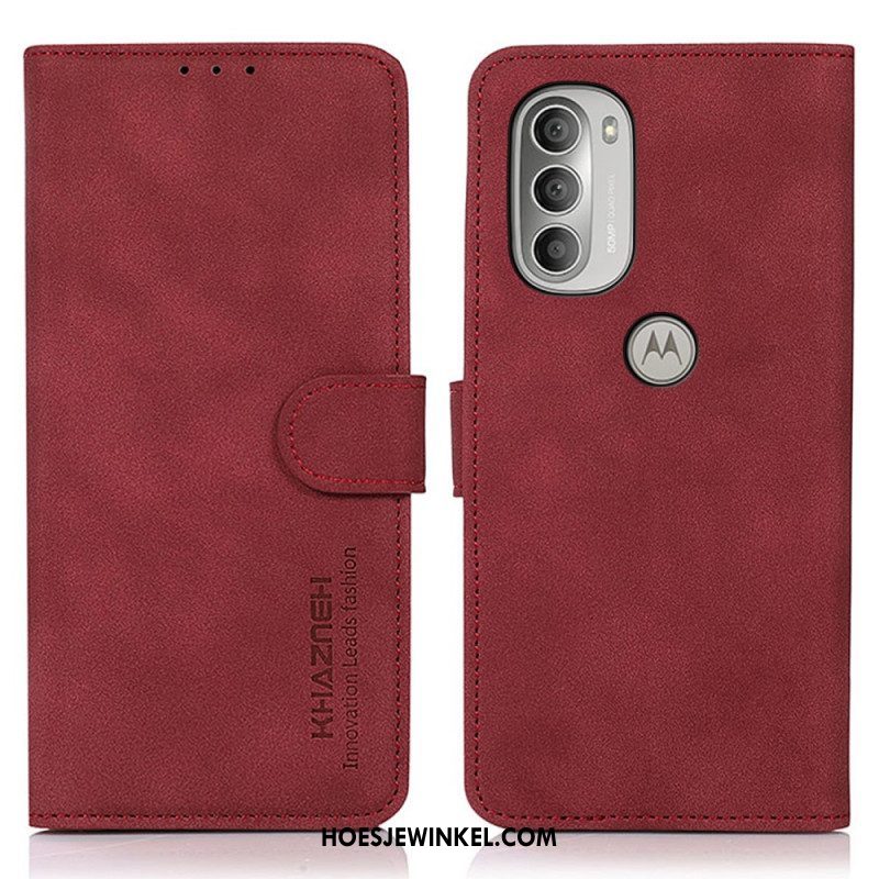 Folio-hoesje voor Moto G51 5G Khazneh Modieus Leereffect