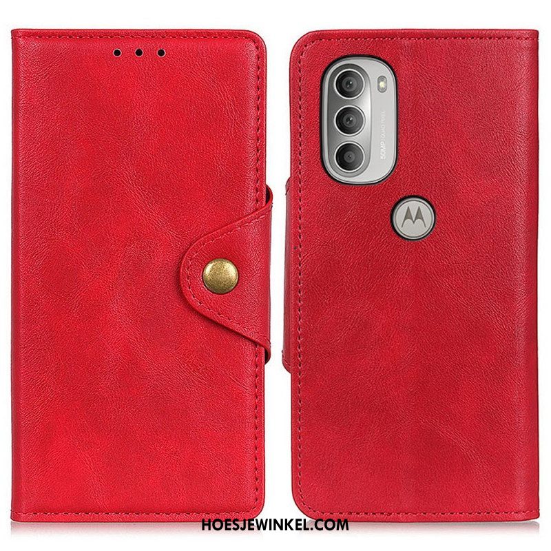 Folio-hoesje voor Moto G51 5G Vintage Kunstleer En Knop