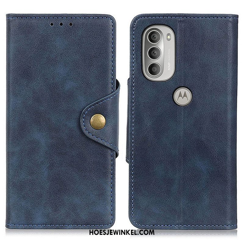 Folio-hoesje voor Moto G51 5G Vintage Kunstleer En Knop