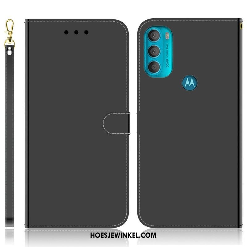 Folio-hoesje voor Moto G71 5G Spiegelhoes Van Imitatieleer