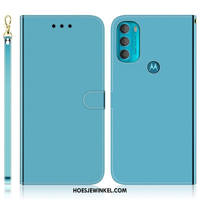 Folio-hoesje voor Moto G71 5G Spiegelhoes Van Imitatieleer