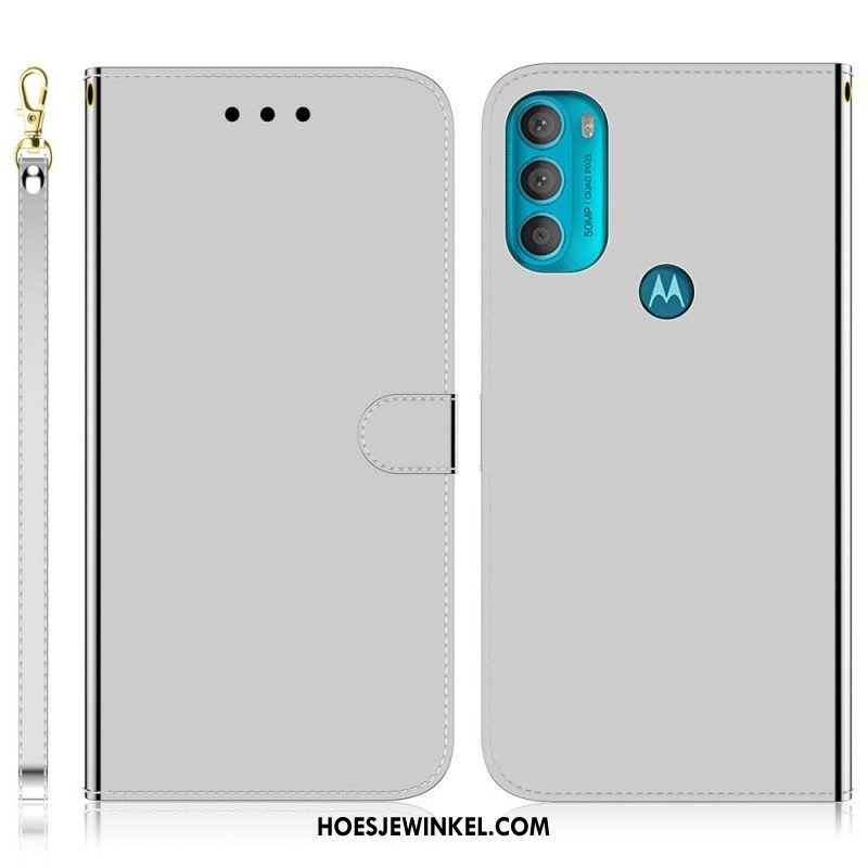 Folio-hoesje voor Moto G71 5G Spiegelhoes Van Imitatieleer