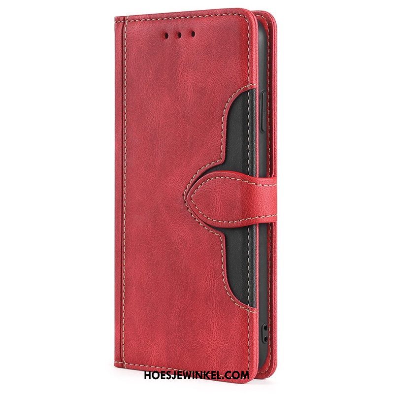 Folio-hoesje voor OnePlus 10T 5G Imitatieleer Bicolor Stijlvol