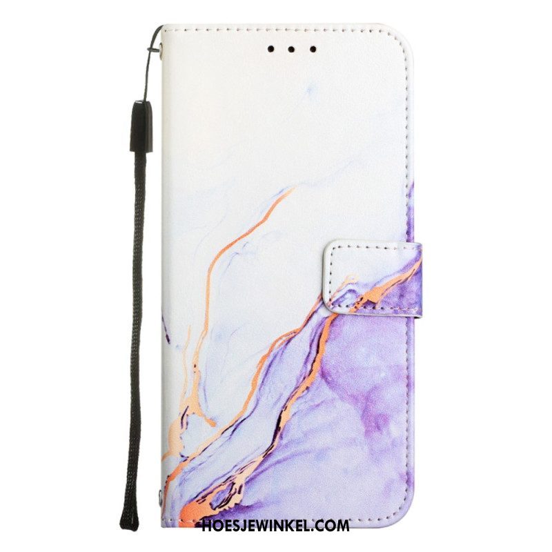 Folio-hoesje voor OnePlus 10T 5G Met Ketting Marmer Strippen