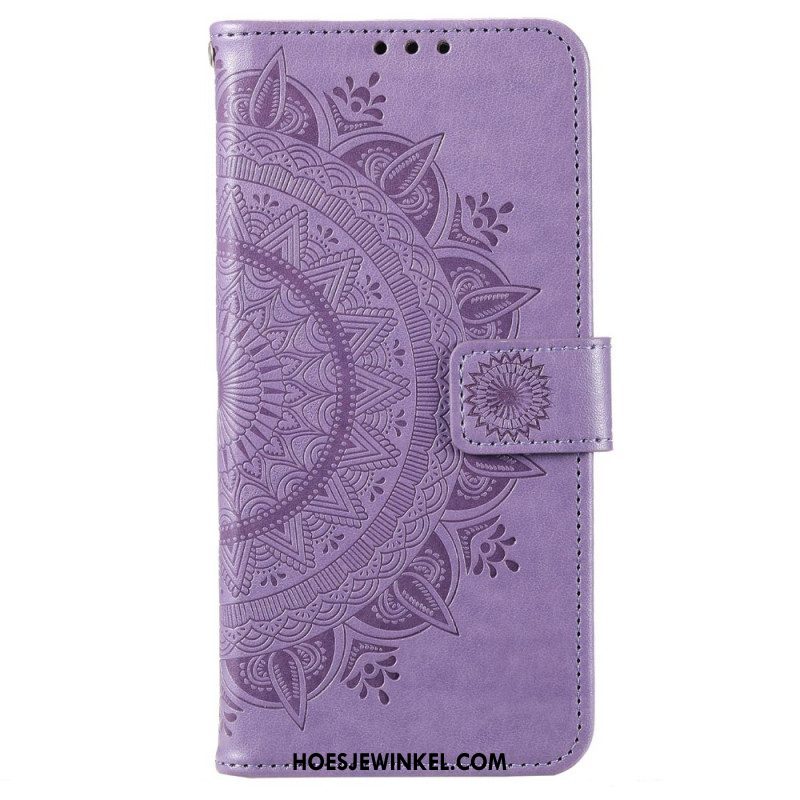 Folio-hoesje voor OnePlus 10T 5G Met Ketting Strappy Zon Mandala