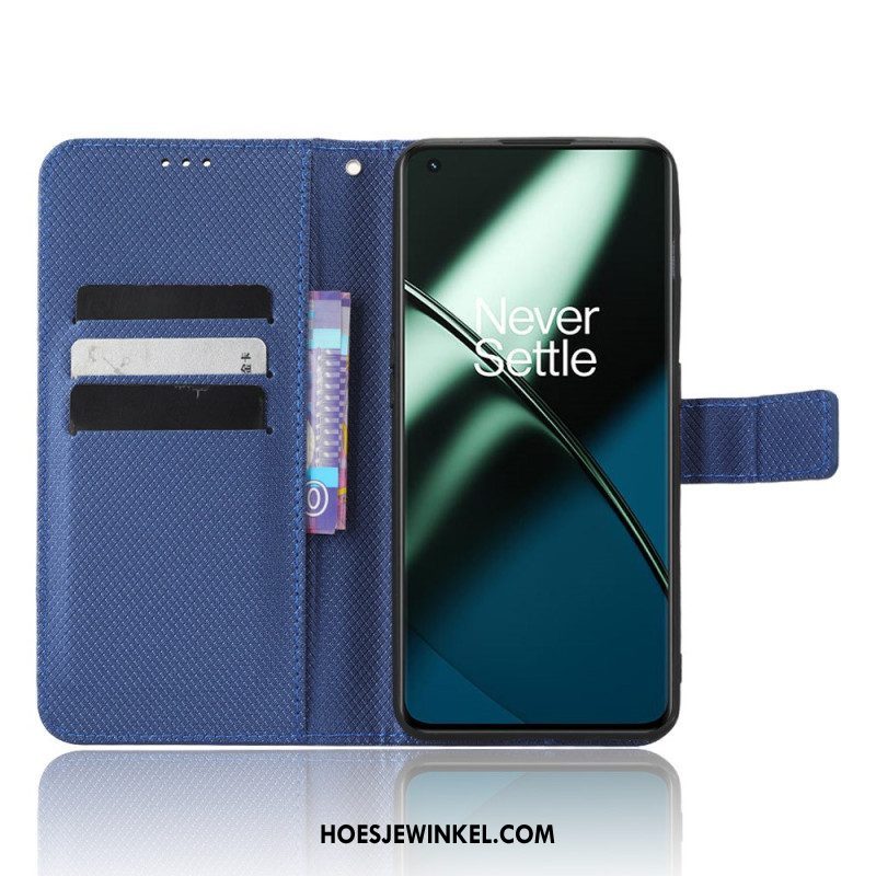 Folio-hoesje voor OnePlus 11 5G Met Ketting Getextureerde Bandjes