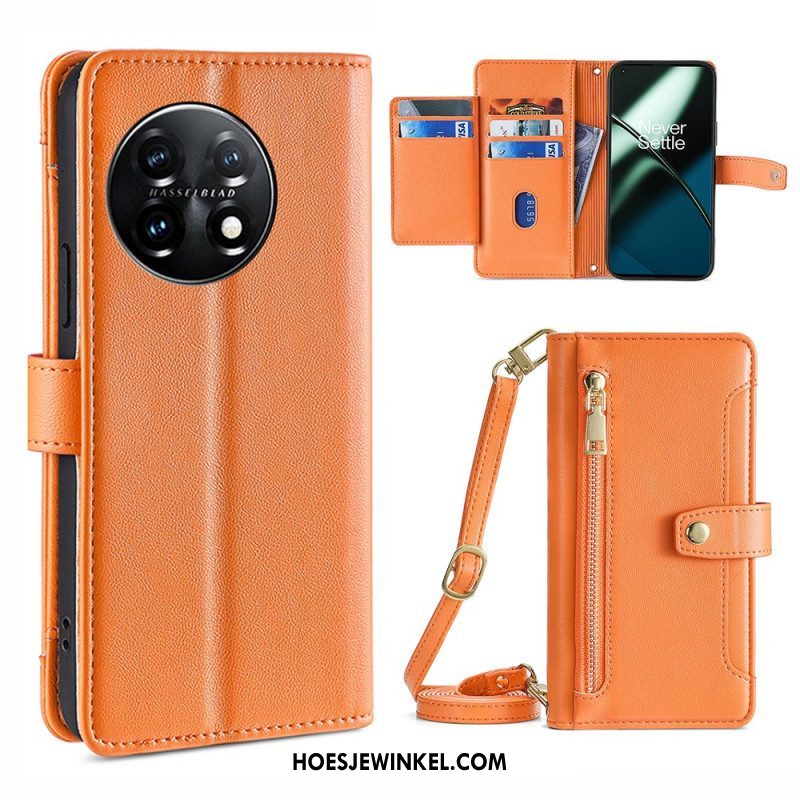 Folio-hoesje voor OnePlus 11 5G Portemonnee Portemonnee Met Lanyard En Schouderriem