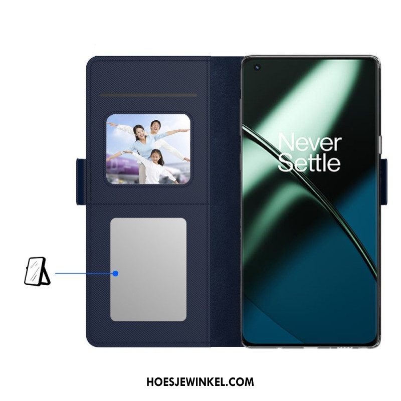 Folio-hoesje voor OnePlus 11 5G Verwijderbare Spiegel En Kaarthouder