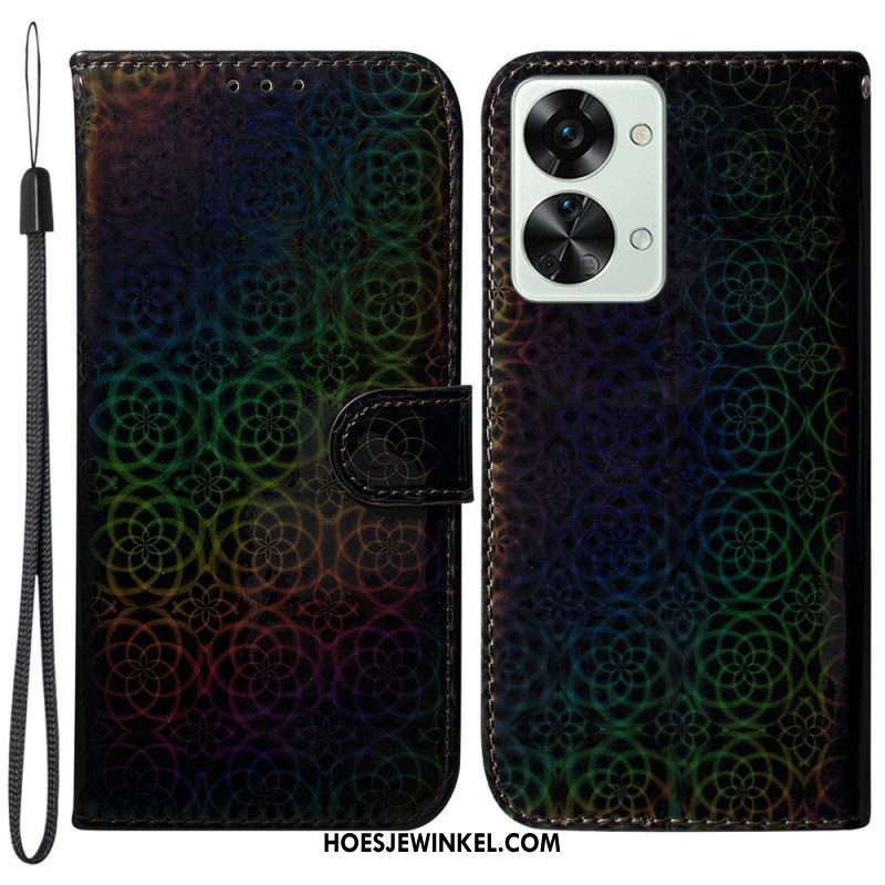 Folio-hoesje voor OnePlus Nord 2T 5G Met Ketting Strappy Geometrische Bloemen