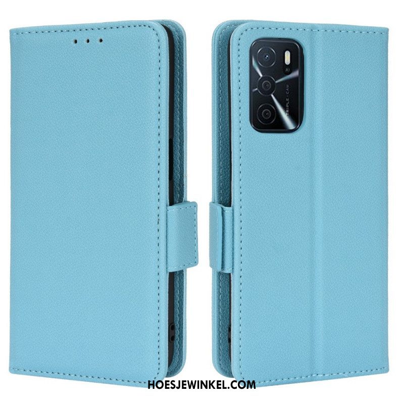 Folio-hoesje voor Oppo A16 / A16s Flip Case Flap Double Litchi Nieuwe Kleuren