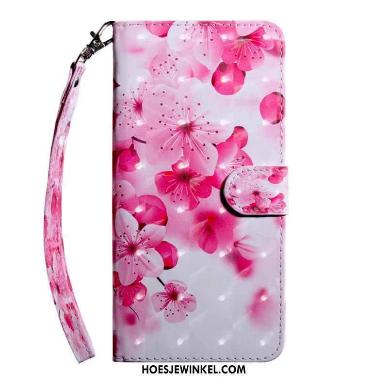 Folio-hoesje voor Oppo A54 5G / A74 5G Bloemen Met Koord