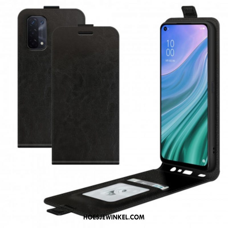 Folio-hoesje voor Oppo A54 5G / A74 5G Flip Case Verticale Flap Met Leereffect