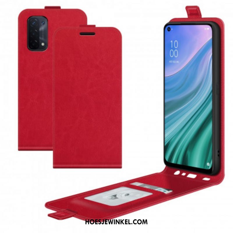 Folio-hoesje voor Oppo A54 5G / A74 5G Flip Case Verticale Flap Met Leereffect