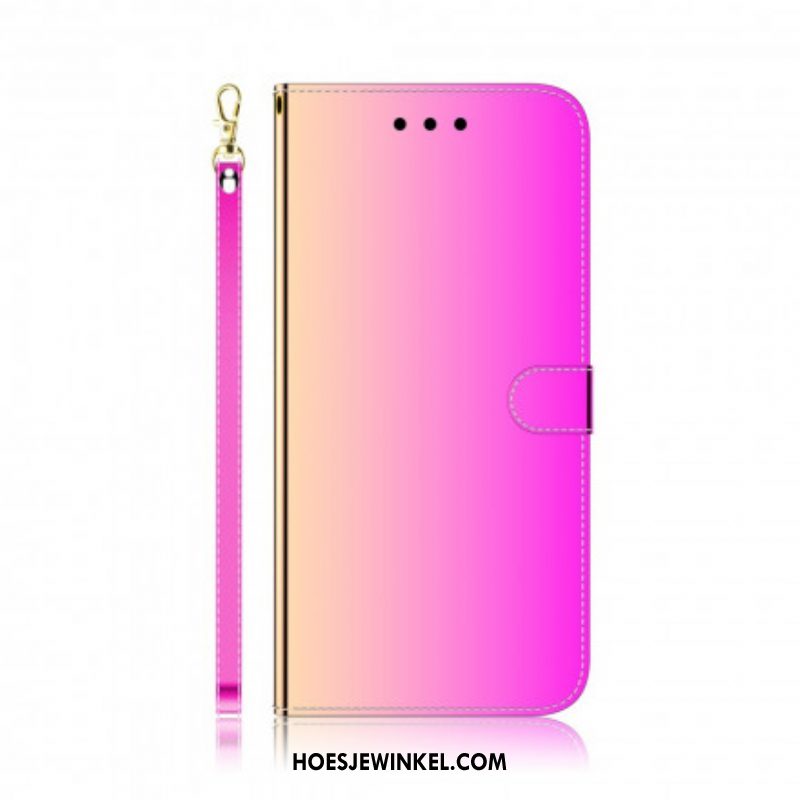 Folio-hoesje voor Oppo A54 5G / A74 5G Spiegelhoes Van Imitatieleer