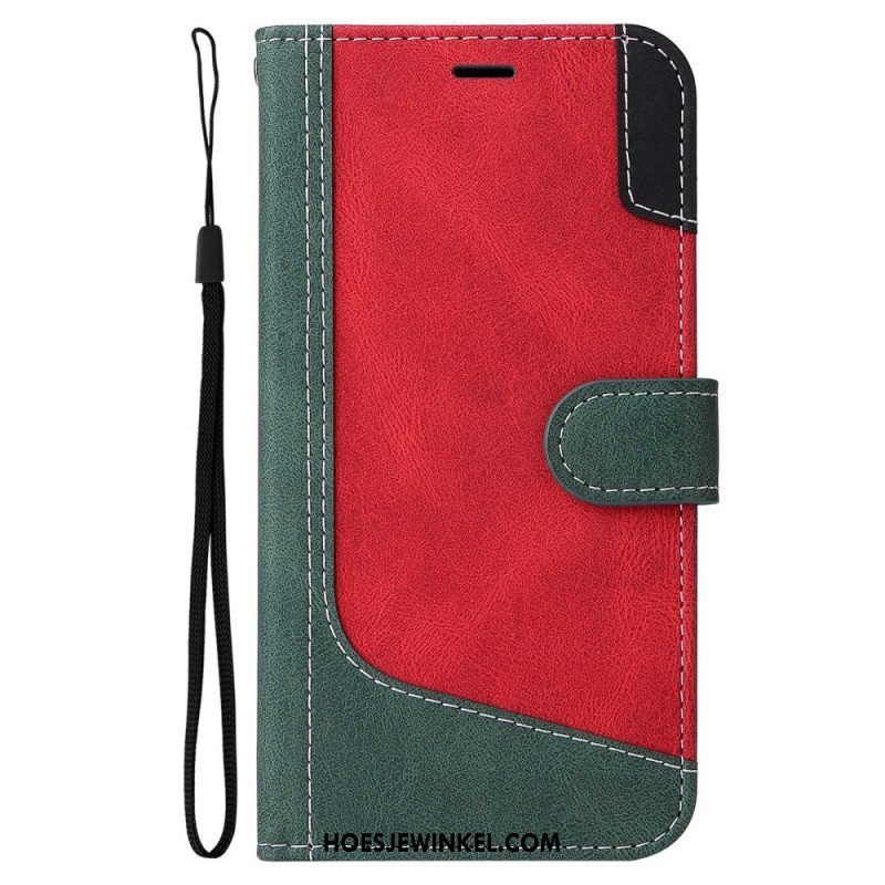 Folio-hoesje voor Oppo A54 5G / A74 5G Tweekleurig Met Riem