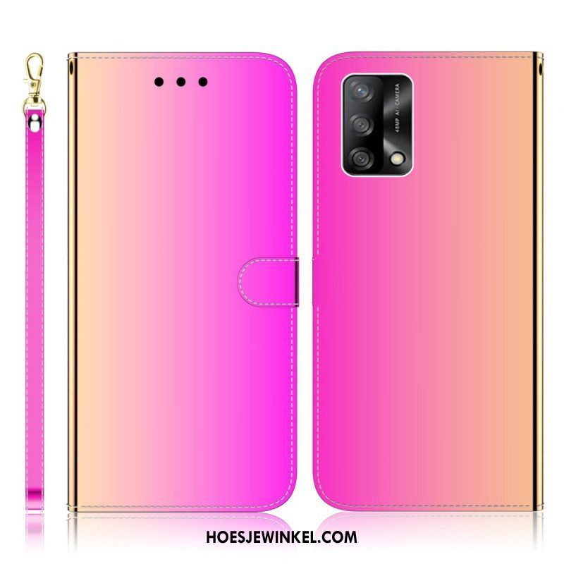 Folio-hoesje voor Oppo A74 4G Spiegelhoes Van Imitatieleer