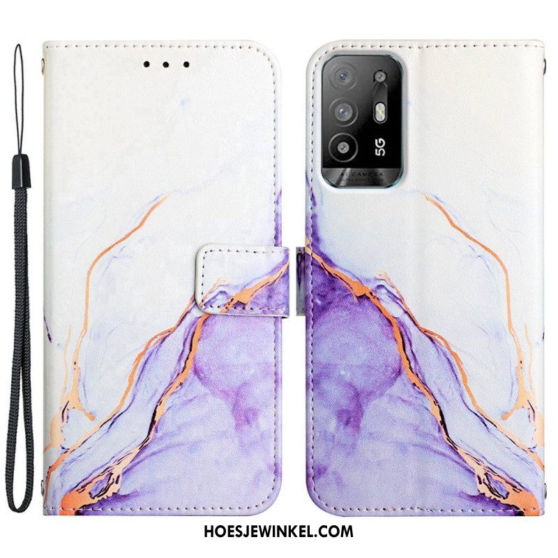 Folio-hoesje voor Oppo A94 5G Marmer Met Lanyard