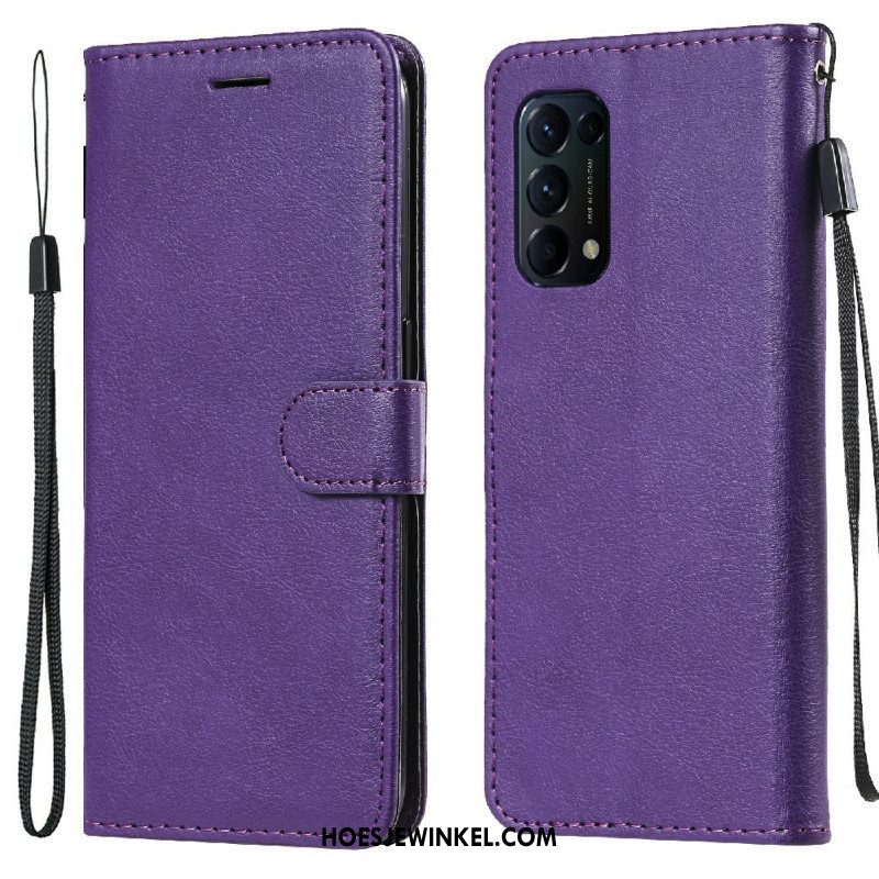 Folio-hoesje voor Oppo Find X3 Lite Met Ketting Strappy Leereffect