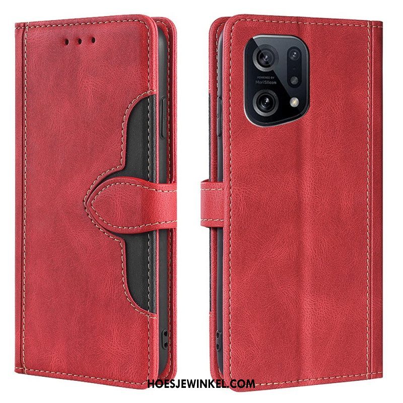 Folio-hoesje voor Oppo Find X5 Imitatieleer Bicolor Stijlvol