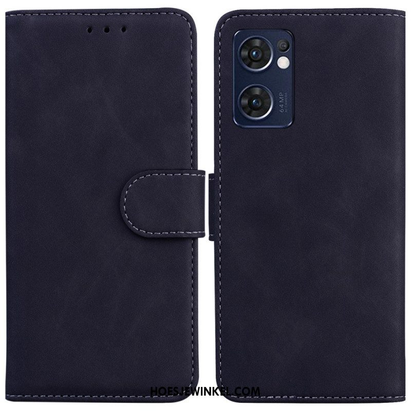 Folio-hoesje voor Oppo Find X5 Lite Monochroom Leereffect