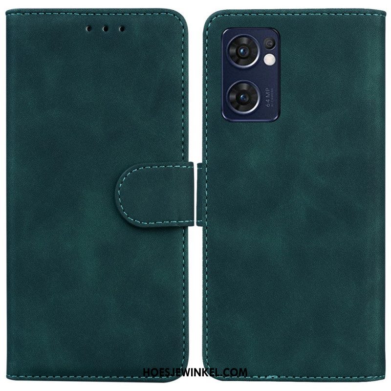 Folio-hoesje voor Oppo Find X5 Lite Monochroom Leereffect