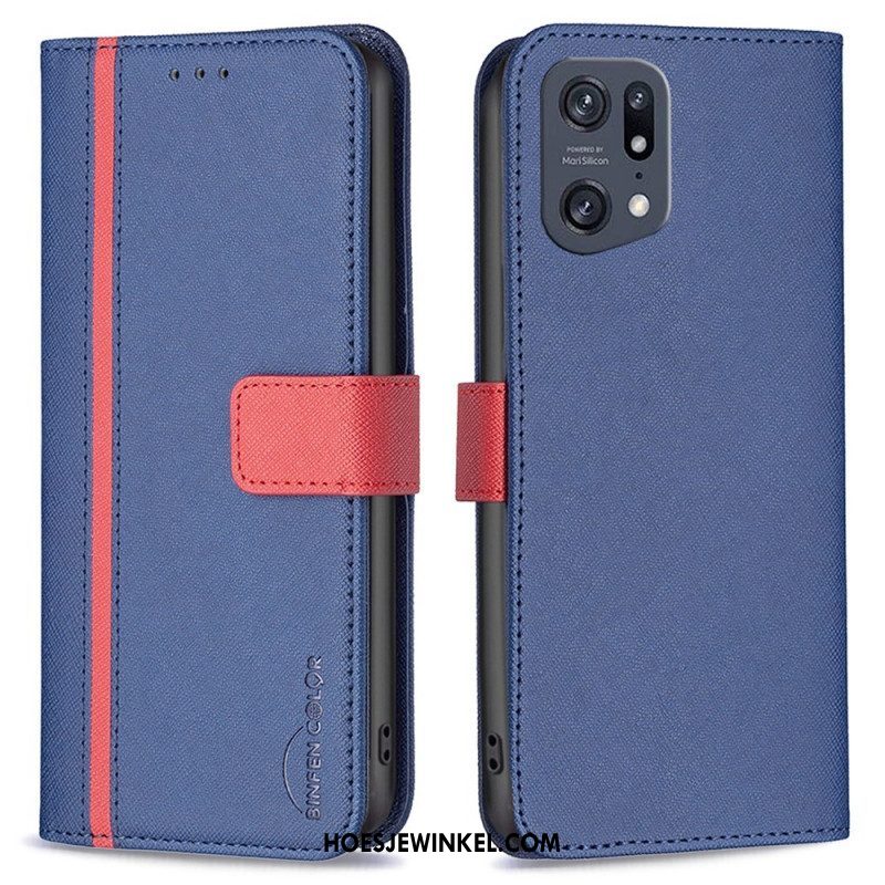 Folio-hoesje voor Oppo Find X5 Pro Imitatieleer Tetxuré Binfen Kleur