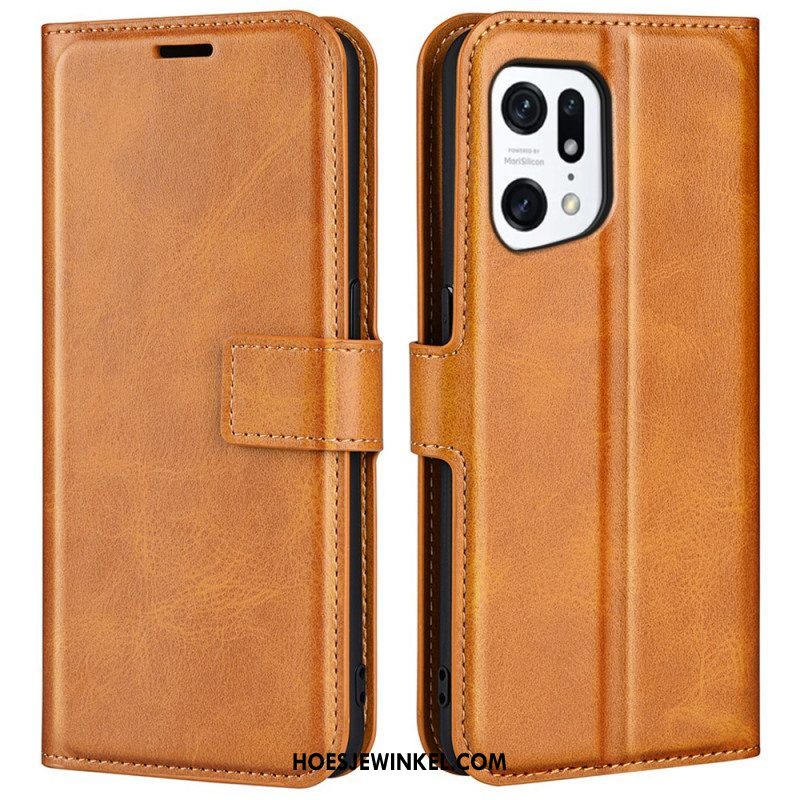 Folio-hoesje voor Oppo Find X5 Slank Extreem Leereffect