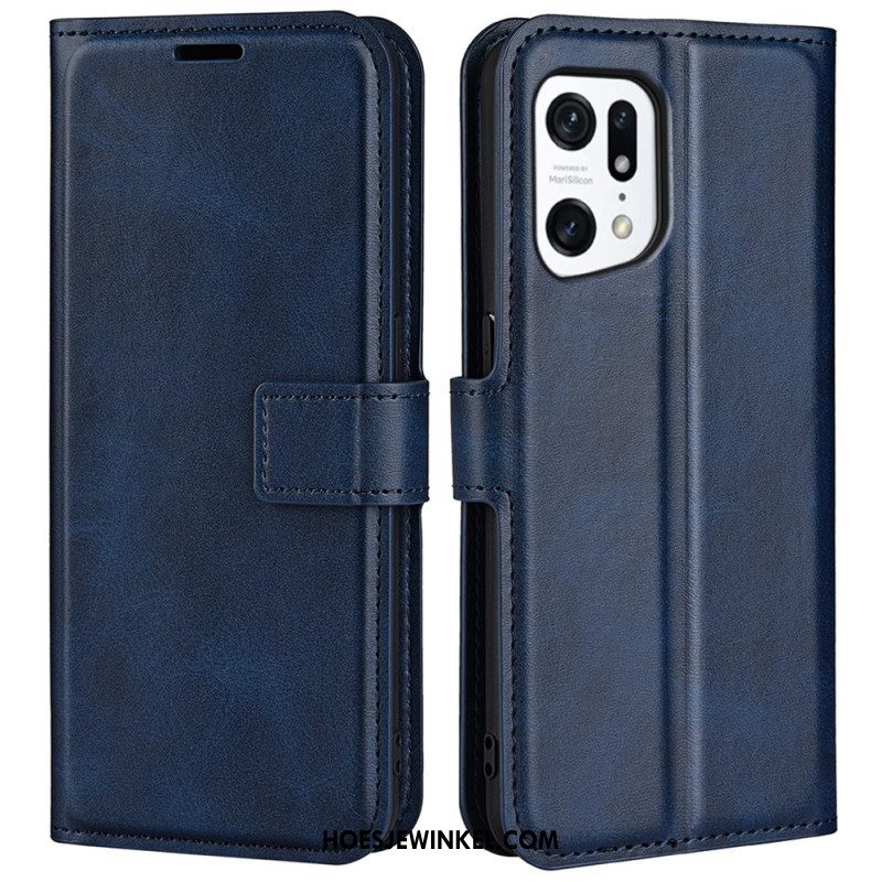 Folio-hoesje voor Oppo Find X5 Slank Extreem Leereffect