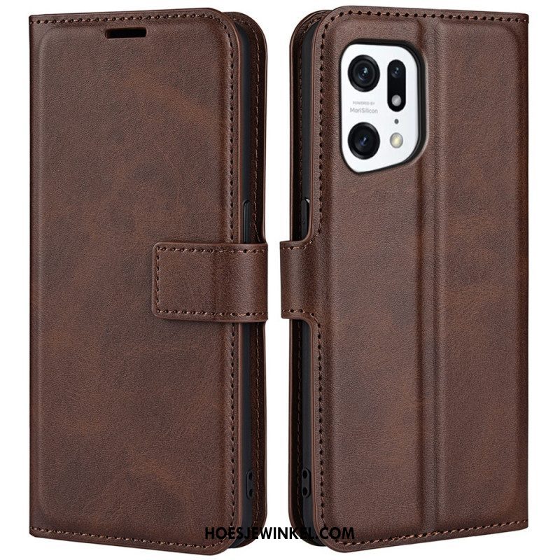 Folio-hoesje voor Oppo Find X5 Slank Extreem Leereffect