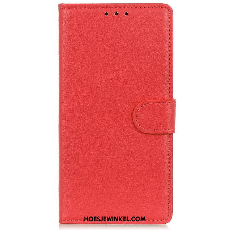 Folio-hoesje voor Oppo Reno 7 Traditionele Litchi-leerstijl