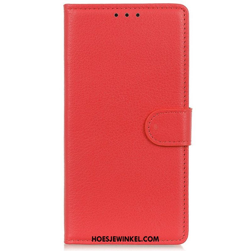 Folio-hoesje voor Oppo Reno 7 Traditionele Litchi-leerstijl