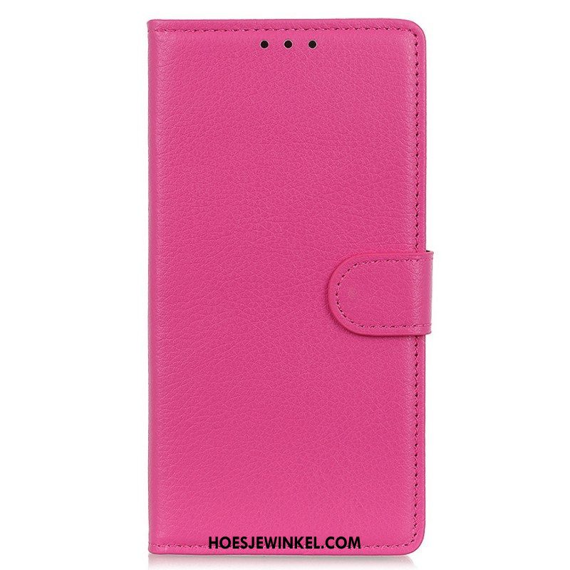 Folio-hoesje voor Oppo Reno 7 Traditionele Litchi-leerstijl