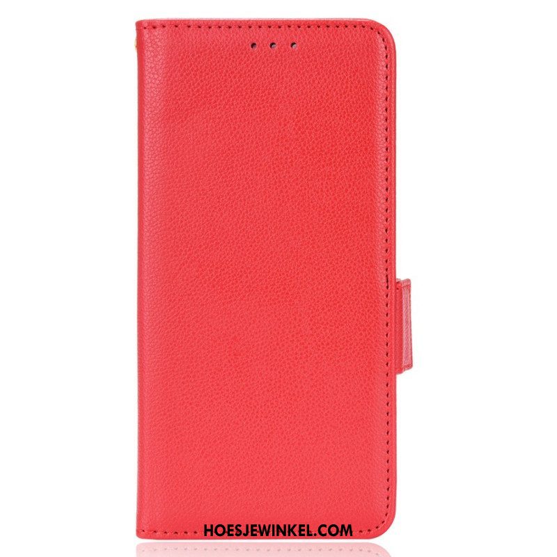 Folio-hoesje voor Oppo Reno 7 Traditionele Litchi-leerstijl