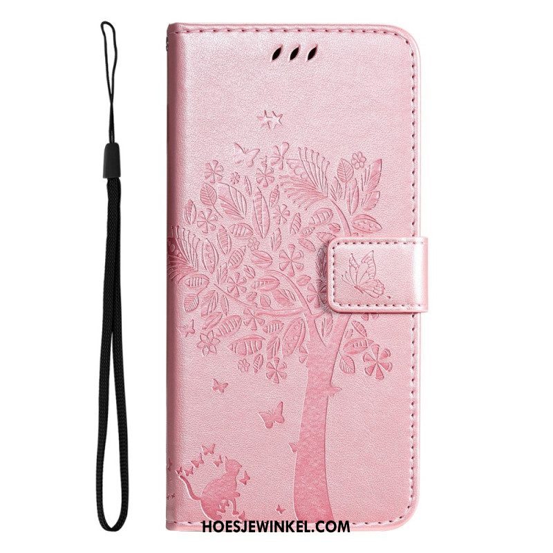 Folio-hoesje voor Oppo Reno 8 Pro Met Ketting Boom En Strappy Cat