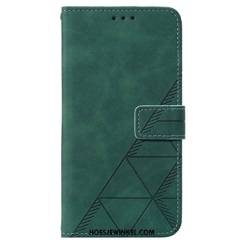 Folio-hoesje voor Samsung Galaxy A14 / A14 5G Driehoeken Met Lanyard