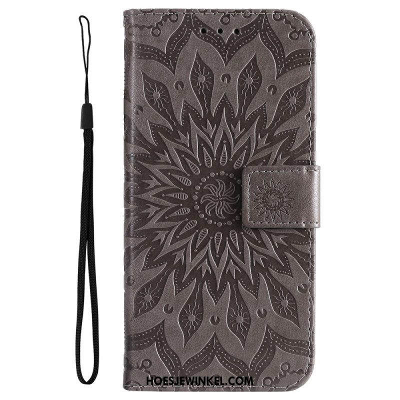 Folio-hoesje voor Samsung Galaxy A14 / A14 5G Mandala Zon Met Lanyard