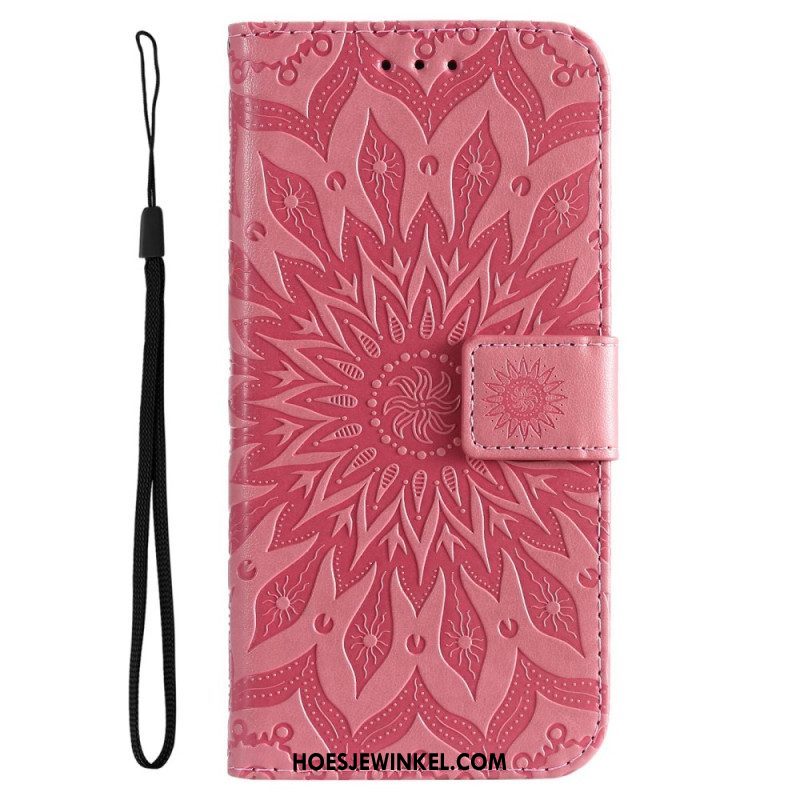 Folio-hoesje voor Samsung Galaxy A14 / A14 5G Mandala Zon Met Lanyard