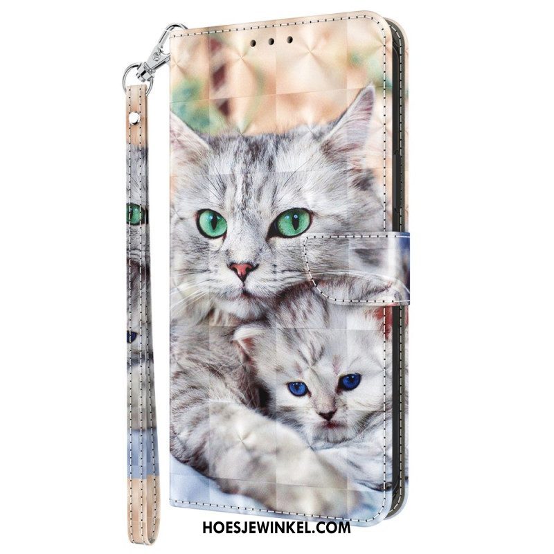 Folio-hoesje voor Samsung Galaxy A14 / A14 5G Met Ketting Alleen Stringkatten