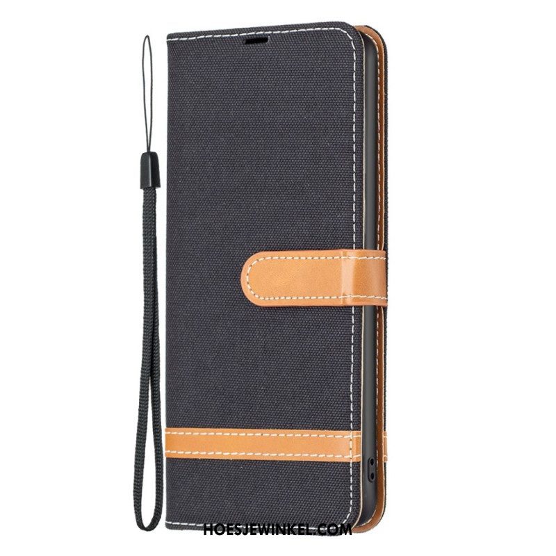 Folio-hoesje voor Samsung Galaxy A14 / A14 5G Met Ketting Band Van Stof En Leereffect