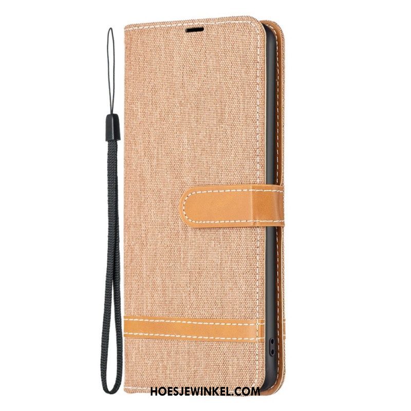 Folio-hoesje voor Samsung Galaxy A14 / A14 5G Met Ketting Band Van Stof En Leereffect