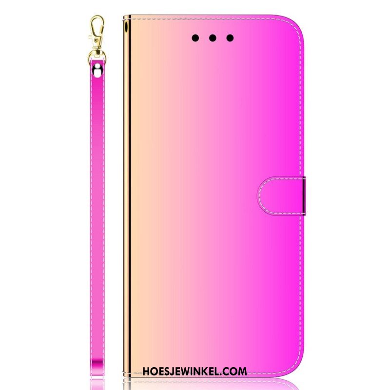 Folio-hoesje voor Samsung Galaxy A14 / A14 5G Spiegel En Lanyard