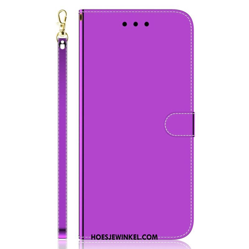 Folio-hoesje voor Samsung Galaxy A14 / A14 5G Spiegel En Lanyard