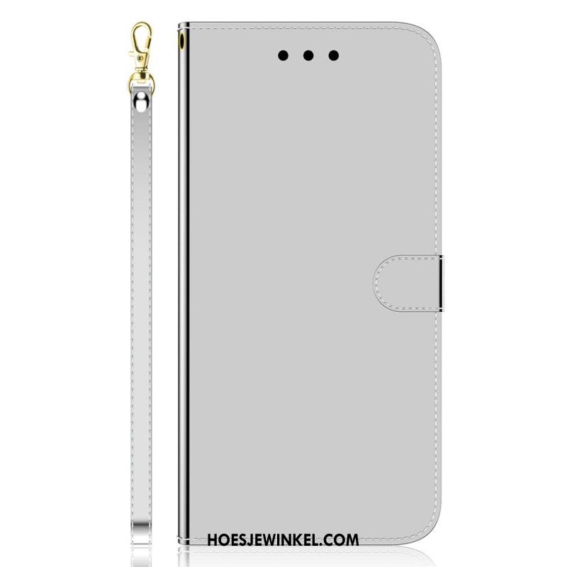 Folio-hoesje voor Samsung Galaxy A14 / A14 5G Spiegel En Lanyard