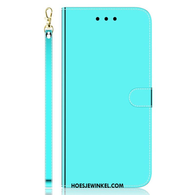 Folio-hoesje voor Samsung Galaxy A14 / A14 5G Spiegel En Lanyard