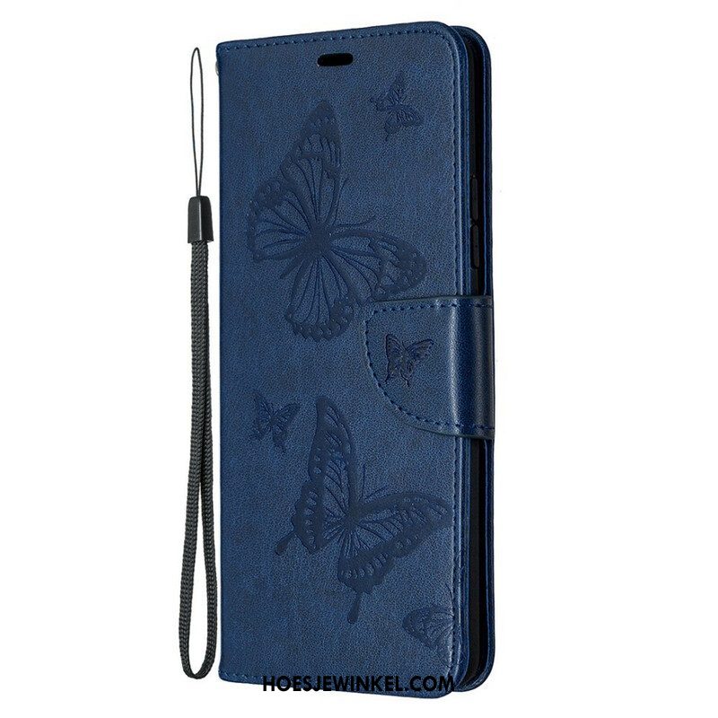 Folio-hoesje voor Samsung Galaxy A42 5G Vlinders Tijdens De Vlucht Met Lanyard