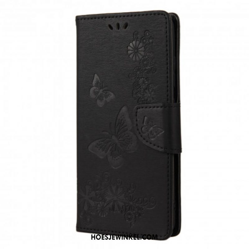 Folio-hoesje voor Samsung Galaxy A52 4G / A52 5G / A52s 5G Met Ketting Prachtige Riemvlinders