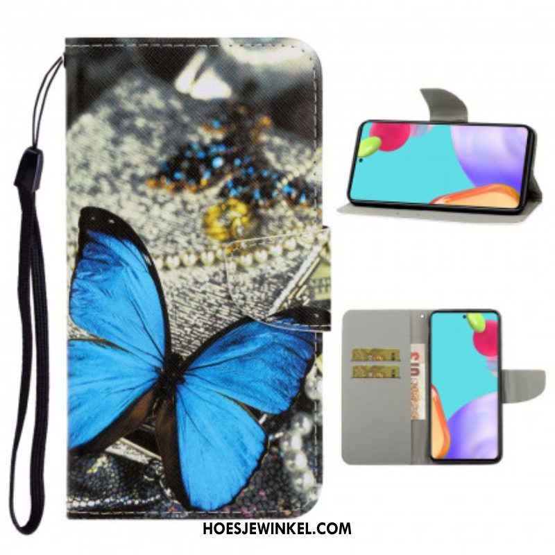 Folio-hoesje voor Samsung Galaxy A52 4G / A52 5G / A52s 5G Met Ketting Vlinderbandvariaties