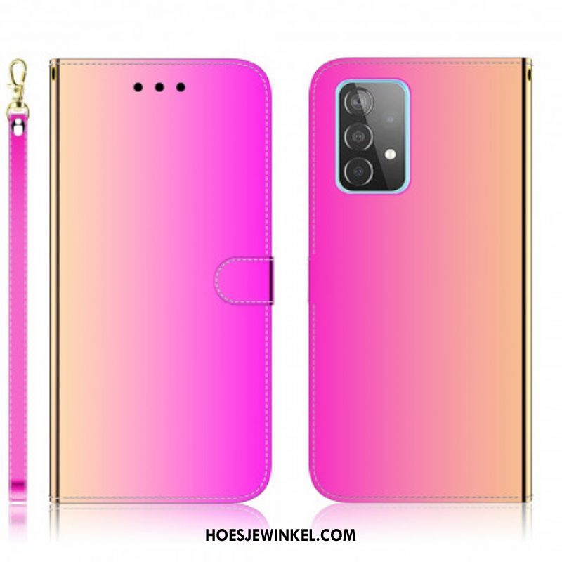 Folio-hoesje voor Samsung Galaxy A52 4G / A52 5G / A52s 5G Spiegelhoes Van Imitatieleer